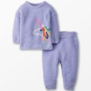 Hanna Andersson Baby Marshmallow Fuzzy Knit Set Purple 12-18 Month